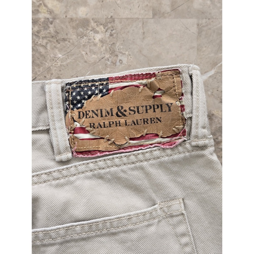 Ralph Lauren Denim Supply Khaki Denim Jeans Straight Men's 38x32 USA Flag